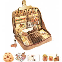 Ruim etui met meerdere vakken en een brede ritssluiting voor schoolspullen.