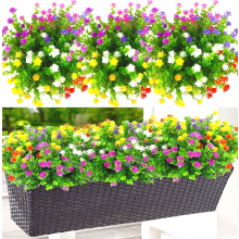Set van 12 kunstbloemen voor binnen en buiten, UV-bestendige hangplanten voor thuis, bruiloften en terras.