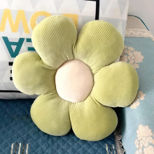 Zonnebloemkussen 40 cm, zacht, bloemvormig pluche sierkussen voor bank, bed, woonkamer, groen
