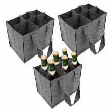 Lot de 3 sacs porte-bouteilles en feutre pour 6 bouteilles, sacs réutilisables pour vin et bière avec compartiments pour pique-niques