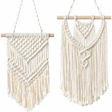 2 Pack Macrame Wall Hangings, Small Woven Tapestry Wall Art for Boho Home, Bedroom and Nursery Decor
