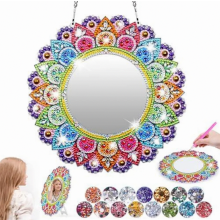 Diamond Painting Spiegel Knutselset voor Meisjes van 5-12, Mandala Cosmetische Spiegel Kunstset, Verjaardagscadeau Speelgoed
