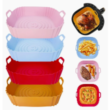 Lot de 4 paniers de cuisson réutilisables en silicone pour friteuse à air chaud et fours ronds, de 22 cm de diamètre