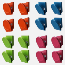 Lot de 16 pinces magnétiques multicolores en métal, porte-mémos pour réfrigérateur et tableau blanc, pour bureau à domicile