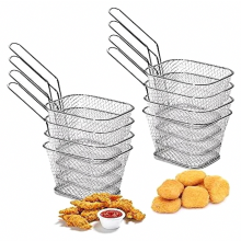 8 cestas pequeñas de acero inoxidable con asas para freír, mini cestas para servir patatas fritas, snacks y otros alimentos.
