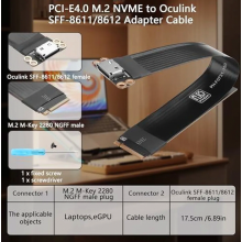 Câble adaptateur PCIe 4.0 M.2 NVMe vers Oculink SFF-8611/SFF-8612, câble hôte 2280 M-Key compatible avec les ordinateurs portables et les ca