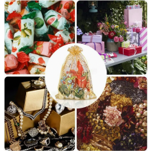 Lot de 100 pochettes cadeaux en organza doré avec cordon de serrage, 10 x 15 cm, pour bijoux, idéales comme cadeaux de mariage.