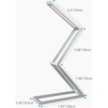Lampe de bureau LED, lampe de table rechargeable en aluminium, à intensité variable et pliable, avec mode lumière du jour, argentée