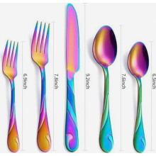 Ensemble de couverts arc-en-ciel pour 8 personnes, 40 pièces en acier inoxydable avec fourchettes, couteaux et cuillères, compatible lave-va