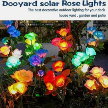 Lampes solaires pour rosiers de jardin, 7 couleurs changeantes, décoration d'allée extérieure avec panneau solaire amélioré