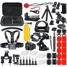 70 in 1 Action Camera Accessory Kit with Mounts, Straps, Tripod and Carry Case for Outdoor Filming