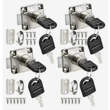 4 Pack Cabinet Locks with Keys, Zinc Alloy Cylinder Locks for Cupboards, Drawers, Desks and Mailboxes