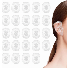 100 Pack Disposable Waterproof Ear Covers with Elastic Bands for Showers Baths Hair Dye Spa Salons and Hotels