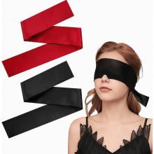 Set van 2 satijnen oogmaskers, 150 x 7 cm, zacht, verstelbaar slaapmasker voor op reis, voor vrouwen, mannen en stellen, zwart/wijnrood