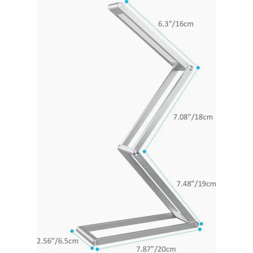 LED Desk Lamp, Dimmable and Foldable Rechargeable Aluminium Table Light with Daylight Mode, Silver 2