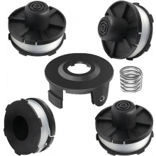 6 Pack Trimmer Spool and Cover Set, Durable Replacement Line Spools for Cordless Grass Strimmers