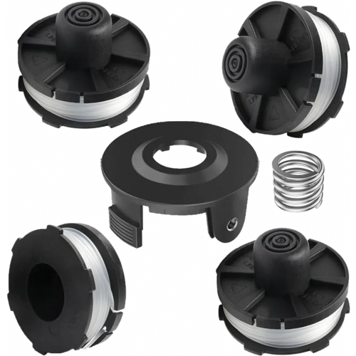 6 Pack Trimmer Spool and Cover Set, Durable Replacement Line Spools for Cordless Grass Strimmers