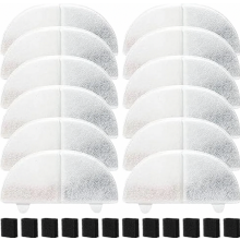 20 Pack Replacement Filters for 2L Cat Water Fountain, 10 Activated Carbon and 10 Foam Filters with Resin