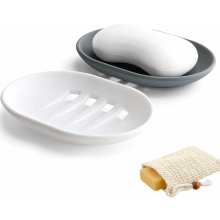 Siliconen zeepbakje, draagbaar, antislip, zelfafvoerend, gemakkelijk schoon te maken, voor badkamer, douche en keuken, 2 stuks