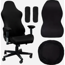 Capa preta elástica para cadeira gamer, compatível com cadeiras giratórias de escritório, capa lavável para assento e encosto.