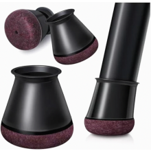 Pacote com 24 protetores de silicone preto para pés de cadeira com almofadas de feltro, antirriscos para pisos, tamanho P (14-20 mm)