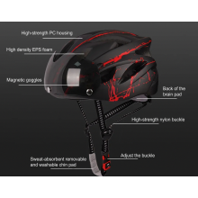 Ultralight Unisex Adult Cycling Helmet with Goggles, Black and Red, for Outdoor Sports and Road Biking