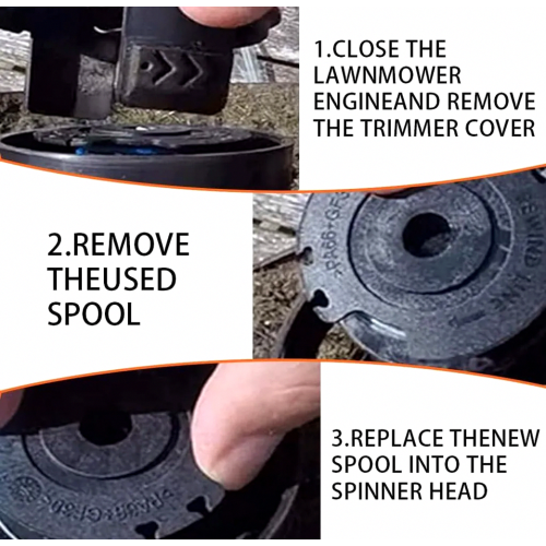 6 Pack Trimmer Spool and Cover Set, Durable Replacement Line Spools for Cordless Grass Strimmers 2