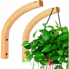 Conjunto de 2 Suportes de Madeira para Plantas Suspensas, Ganchos de Parede para Vasos de Flores, Ideais para Ambientes Internos e Externos.