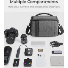 Camera Bag Compatible with DSLR SLR and Mirrorless Cameras, Lens Accessory Case with Rain Cover, Grey