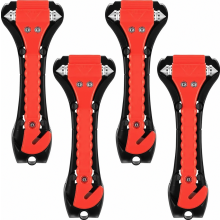Paquete de 4 martillos de emergencia para coche con cortador de cinturón de seguridad, herramienta de seguridad 2 en 1 para romper ventanas