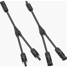 Divisor en Y de cable solar de alta corriente de 50 A, 1 par de conectores de 1 a 2 de 10 AWG para sistemas solares fotovoltaicos.