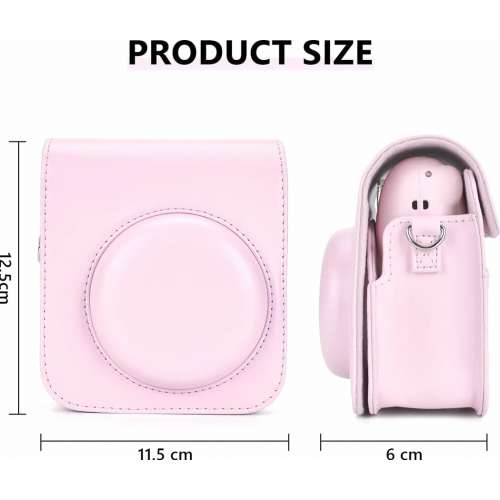 Instant Camera Case Compatible with Mini 12, Protective Cover with Photo Storage Pocket, Pink 2