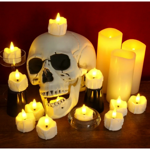 12 Pack LED Tea Lights with Timer, 3D Flickering Flame Flameless Candles, Warm White Home Table Decor 2