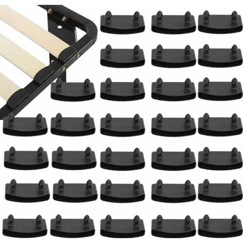 30 Pcs Black Plastic Bed Slat Holders, 54 x 10 mm Internal End Cap Brackets for Bed Frame Slat Support