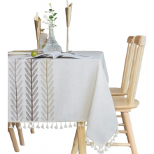 Rectangular Wipeable Cotton Linen Tablecloth 140 x 220 cm, Washable Dining Table Cover for Kitchen