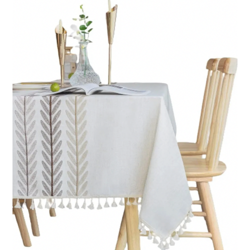 Rectangular Wipeable Cotton Linen Tablecloth 140 x 220 cm, Washable Dining Table Cover for Kitchen
