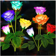 Solar Rose Garden Lights, 7 Changing Colours, Outdoor Pathway Decor with Upgraded Solar Panel