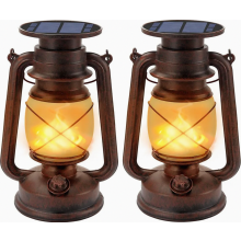 Lanternas solares vintage, pacote com 2 unidades, luminárias de jardim suspensas para uso externo, lanternas LED à prova d'água com efeito d