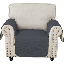 Couvre-fauteuil imperméable avec accoudoirs 1 place Gris foncé — protection fauteuil salon, housse anti glisse