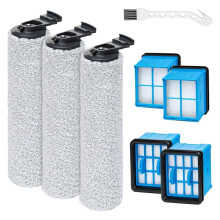 Replacement Parts for  CrossWave OmniForce 3882/3883 & OmniFind 3967F/3970F, Includes 3 Brush Rollers + 4 Filters