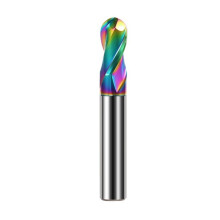 HRC55 2-Schneiden-Kugelfräser Aus Wolframstahl mit Hartmetalloberfläche, Farbig Beschichtet, Hochglänzend, Fräser, R2xD4x50mm
