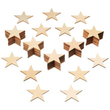 300 Stuks Stervormige Houten Schijfjes - 5 cm (2 Inch) Houten Labels voor Doe-Het-Zelf Knutselprojecten, Zoals Schilderen, Decoreren en Als