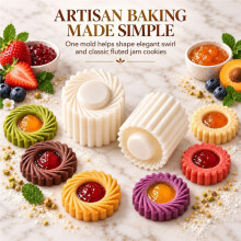 Sunflower Patterned Round Hand-Press Mooncake Double Ended Pastry Mold for Baking