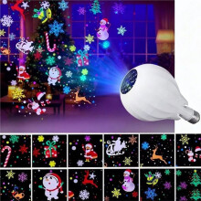 Projecteur LED E27 avec Tête de Lampe, Motif de Noël, Éclairage de Projection Rotatif et Clignotant pour les Fêtes de Fin D'Année