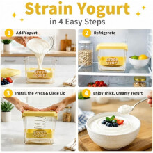 Greek Yogurt Strainer, Square Dry Yogurt Filter with Lid, Press Design Body with Finemesh Filter for Making Greek Yogurt