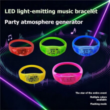 5 Pulseras LED con Control de Sonido, Pulseras LED Luminosas con Control de Voz para Fiestas, Bares, Regalos de Cumpleaños, Año Nuevo, Bodas y