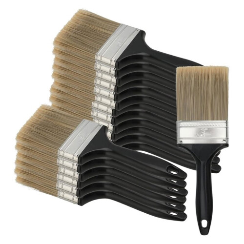 Conjunto de 20 Pincéis de 7,6 cm (3 Polegadas) - Cerdas Ocas de Seda para Pintura Suave e Eficiente - Ideal para Projetos "DIY"