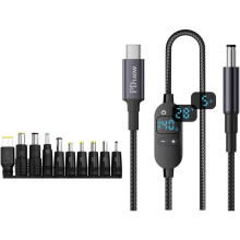 Câble D'Alimentation USB-C Vers CC de 140 W avec Adaptateur de Tension Réglable 5 V-28 V et 10 Adaptateurs