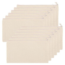 12 Pcs Blank Canvas Zipper Pouch Makeup Bags for DIY , Cosmetic Toiletry Organizer Set Blank Zippered Cosmetic Bag