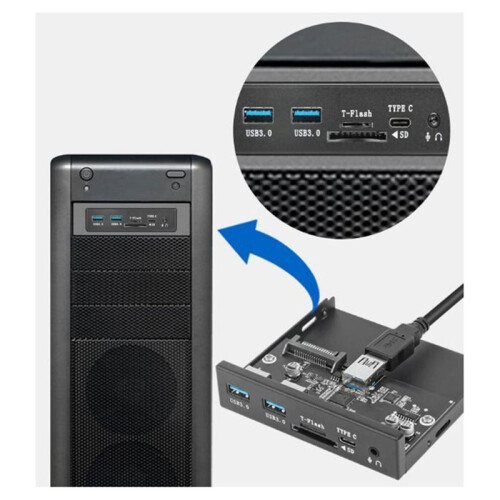 Old PC Case - 3.5 Inch Front Panel Hub, USB 3.0 with 2 USB-A + 1 USB-C , 3.5" Bay USB-C Front Panel for Desktop 1